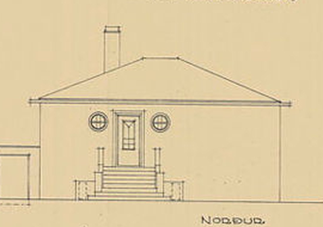 Norðurhlið á teikningu 1945